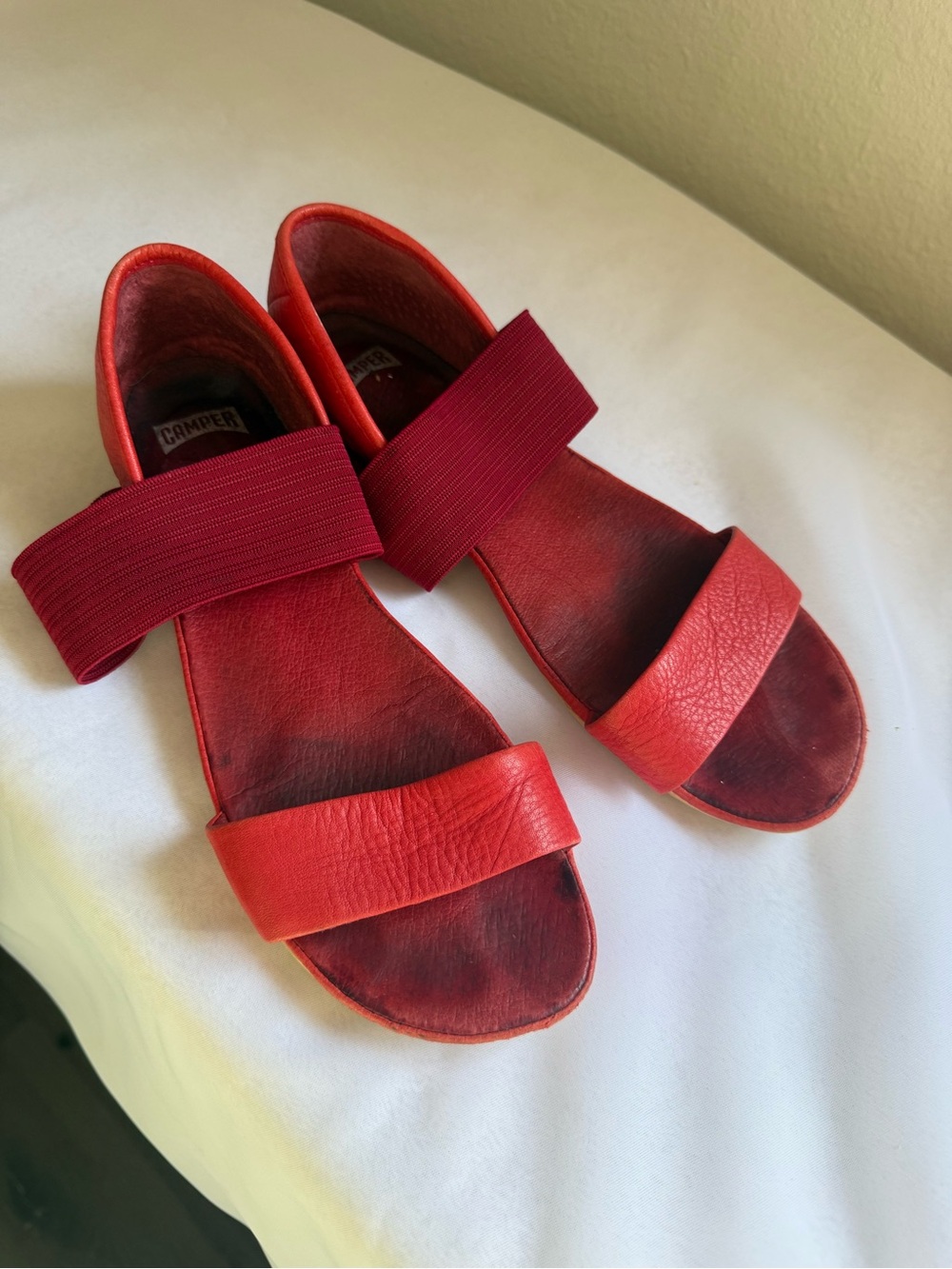 Camper red leather elastic strap sandals women’s EU 37 comfort shoes